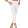 thumbnail image 1 of Lenpel Capri Pants for Women Dressy Casual High Waisted Pull on Stretchy Yoga Capris Trousers Cropped Work Pants with Pockets, 1 of 6