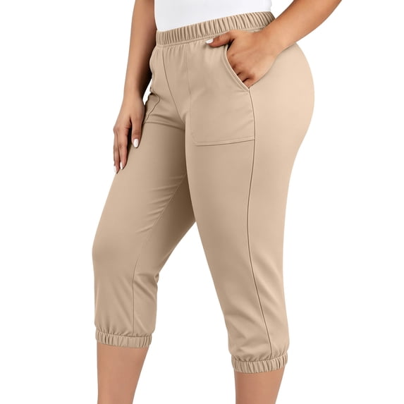 Lenpel Capri Plus Size Leggings for Women with Pockets High Waist Workout Yoga Running Pants Stretch Capri Pants