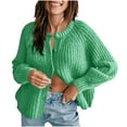 thumbnail image 1 of Lenpel Cardigan Sweaters for Women Lightweight Crew Neck Long Sleeve Button down Knit Jackets Fall Winter Outwear, 1 of 6