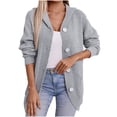 thumbnail image 1 of Lenpel Cardigan Sweaters for Women Long Sleeve Button down Open Front Hooded Knit Coat Fall Soft Outwear, 1 of 6