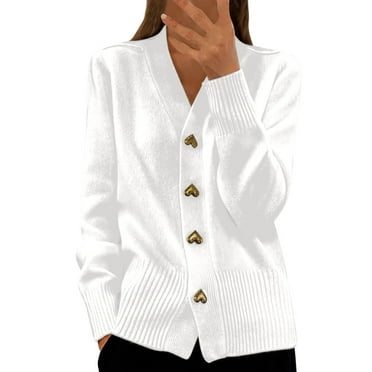 Lenpel Cardigan Sweaters for Women Soft Long Sleeve V Neck Button down Solid Knitted Coat Fall Fashion Outwear