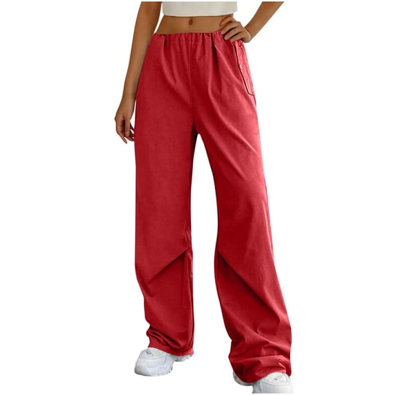 Lenpel Cargo Pants for Women Baggy High Waisted Wide Leg Casual Pants Loose Streetwear Trousers with Pockets