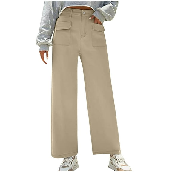 Lenpel Cargo Pants for Women High Waisted Wide Leg Business Casual Work Trousers Baggy Derss Pants with Pockets