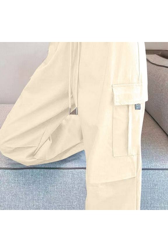 Cargo Pants for Women High Waisted Wide Leg Drawstring Lounge Pants Trendy Streetwear Trousers with Pockets