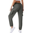 thumbnail image 1 of Lenpel Cargo Pants for Women Lightweight Elastic High Waisted Drawstring Quick Dry Hiking Pants Athletic Joggers with Pockets, 1 of 6