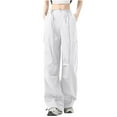 thumbnail image 1 of Lenpel Cargo Pants for Women Lightweight High Waisted Drawstring Wide Leg Lounge Pants Baggy Casual Trousers, 1 of 1