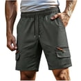 thumbnail image 1 of Lenpel Cargo Shorts for Men Elastic Waist Drawstring Big and Tall Hiking Shorts Plus Size Athletic Casual Shorts with Pockets, 1 of 7