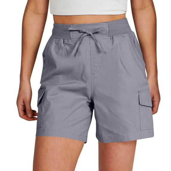 Lenpel Cargo Shorts for Women Casual High Waisted Drawstring Hiking Shorts Lightweight Summer Shorts with Pockets