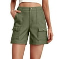 thumbnail image 1 of Lenpel Cargo Shorts for Women High Waisted Knee Length Travel Hiking Shorts Summer Casual Shorts with Pockets, 1 of 6