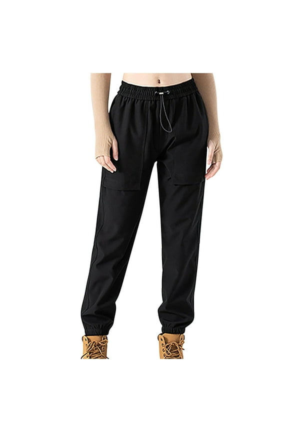 Casual Pants for Women Cinch Bottom Lounge Trousers with Deep Pockets High Waisted Adjustable Knot Pants