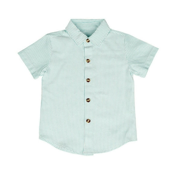 Lenpel Children Button down Shirts Girls Boys Striped Short Sleeve Collared Casual Blouses 3-11 Y Summer Casual Clothes