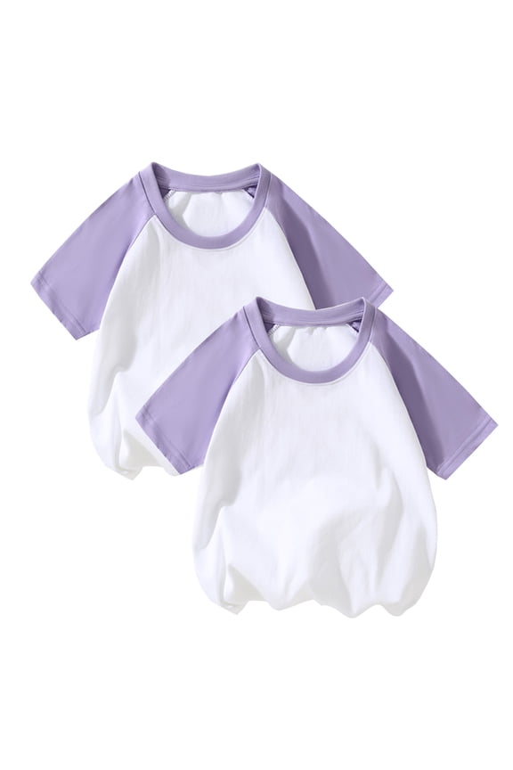 Children's 2 Pc Unisex Clothes for Toddler Boys Girls Crew Neck Short Sleeve Soft Cotton T Shirts Casual Tops