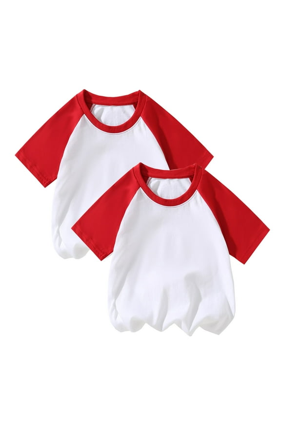Children's 2 Pc Unisex Clothes for Toddler Boys Girls Crew Neck Short Sleeve Soft Cotton T Shirts Casual Tops