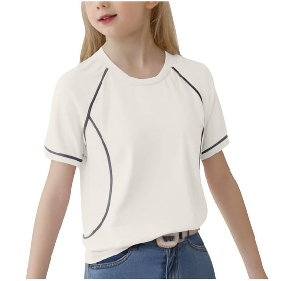 Lenpel Children's Athletic Shirts Unisex Boys Girls Lightweight Short Sleeve Crew Neck Sports T-Shirts Active Performance Tees