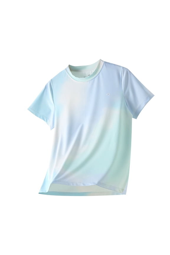 Children's Athletic T-Shirts Unisex Boys Girls Short Sleeve Crew Neck Tie Dye Quick Dry Workout Tops Outdoor Summer Tees