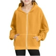 thumbnail image 1 of Lenpel Children's Corduroy Jackets Girls Boys Long Sleeve Zip up Hoodies Soft Warm Hooded Sweatshirts with Pockets(Yellow,14-15 Years), 1 of 7