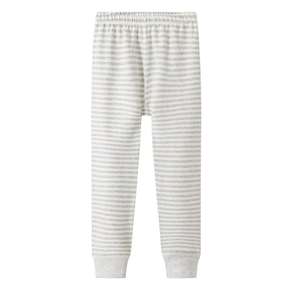 Lenpel Children's Cotton Pajama Pants Unisex Girls Boys Fleece Warm Elastic Waist Striped Sleep Pants Lounge Pj Bottoms(Gray,12-13 Years)