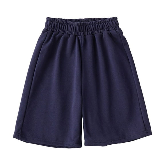 Lenpel Children's Cotton Shorts Unisex Girls Boys Elastic Waist Pull on Knee Length Shorts Casual Athletic Shorts 3-14 Y