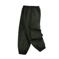 thumbnail image 1 of Lenpel Children's Fleece Lined Cargo Pants Girls Boys Elastic Waist Pull on Jogger Pants Fall Winter Thick Warm Trousers(Black,12-13 Years), 1 of 6