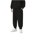 thumbnail image 1 of Lenpel Children's Fleece Lined Sweatpants Boys Girls Elastic Waist Thick Warm Pull on Pants Fall Winter Athletic Joggers 2-13 Y(Black,12-13 Years), 1 of 7