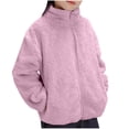 thumbnail image 1 of Lenpel Children's Fuzzy Fleece Jackets Girls Boys Long Sleeve Zip up Mock Neck Plush Warm Jackets Toddler Outwear Coats with Pockets(Purple,12-13 Years), 1 of 4