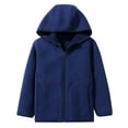 thumbnail image 1 of Lenpel Children's Fuzzy Fleece Jackets Toddler Girls Boys Long Sleeve Zip up Hoodies Plush Warm Outwear Coats with Pockets(Navy,8-9 Years), 1 of 5