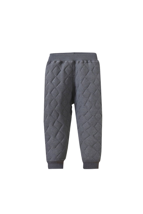 Children's Padded Quilted Pants Boys Girls Fall Winter Cotton Thick Warm Jogger Pants Toddler Baby Thermal Pants 1-15 Y(Dark Gray,1-2 Years)