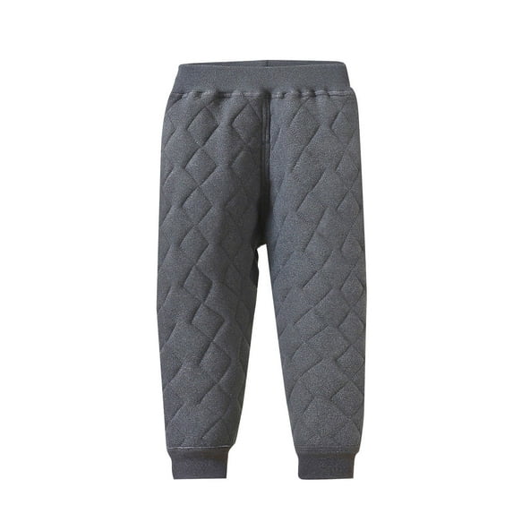 Lenpel Children's Padded Quilted Pants Boys Girls Fall Winter Cotton Thick Warm Jogger Pants Toddler Baby Thermal Pants 1-15 Y(Dark Gray,10-11 Years)