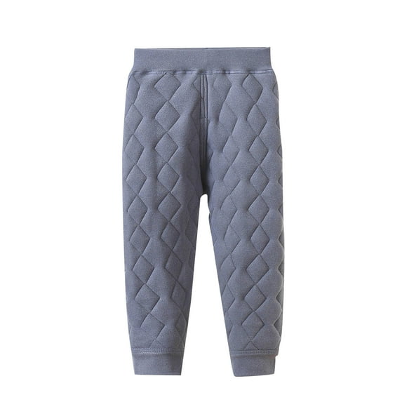 Lenpel Children's Padded Quilted Pants Boys Girls Fall Winter Cotton Thick Warm Jogger Pants Toddler Baby Thermal Pants 1-15 Y(Gray,3-4 Years)