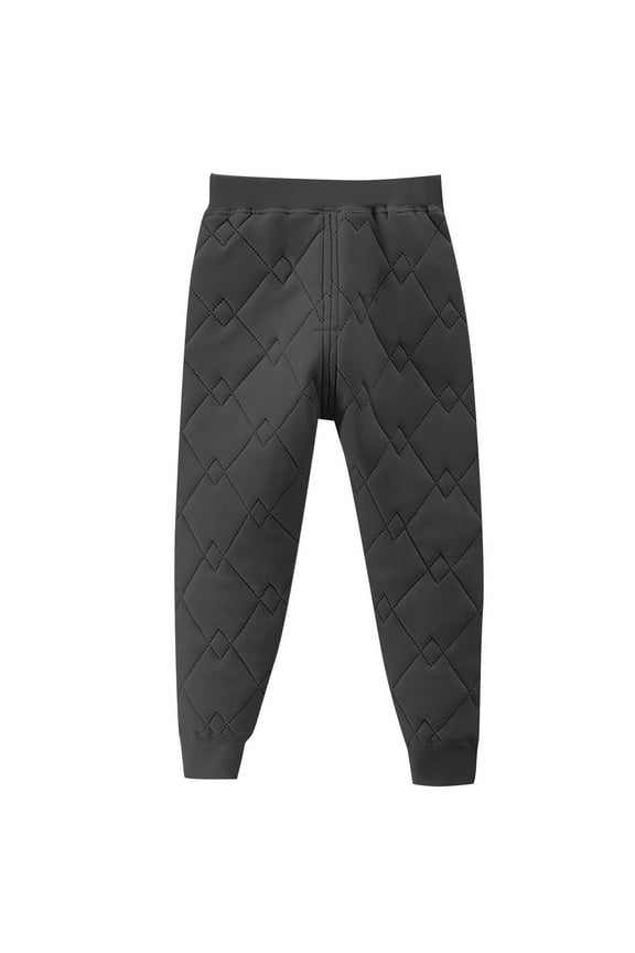 Children's Padded Quilted Pants Boys Girls Fall Winter Cotton Thick Warm Jogger Pants Toddler Baby Thermal Pants 1-15 Y(Gray,6-7 Years)