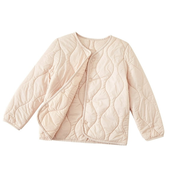 Lenpel Children's Puffer Jackets Girls Boys Lightweight Long Sleeve Crew Neck Button down Quilted Jackets Casual Outwear Coats(Pink,14-15 Years)