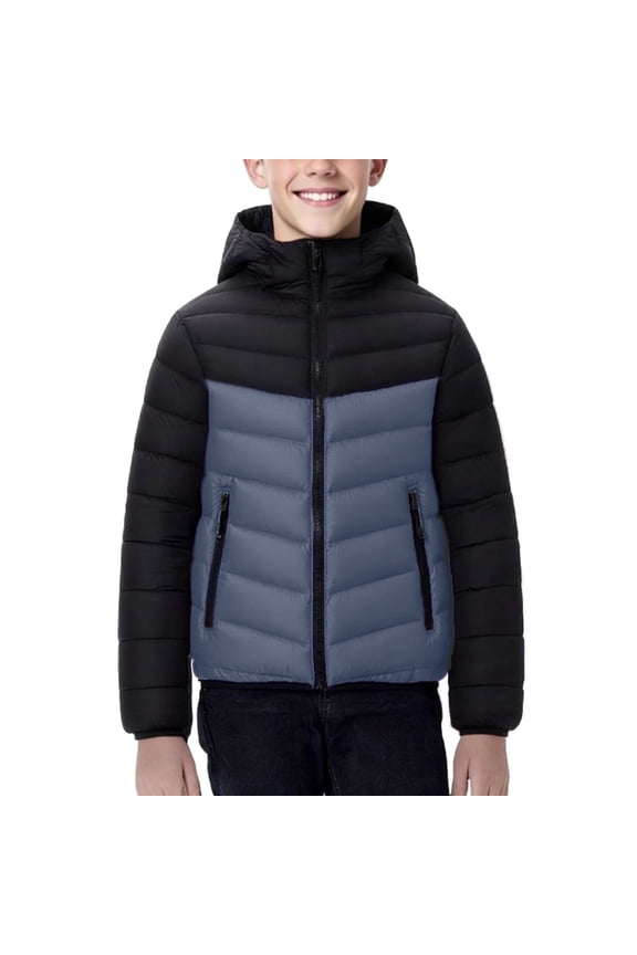 Children's Puffer Jackets Girls Boys Long Sleeve Zip up Hooded Quilted Jackets Fall Winter Warm Outwear Coats(Gray,8-9 Years)