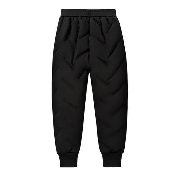 Lenpel Children's Snow Pants Girls Boys Fleece Lined Elastic Waist Pull on Waterproof Thick Warm Pants Outdoor Jogger Pants(Black,6-7 Years)