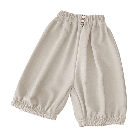 Lenpel Children's Summer Pants Toddler Girls Boys Cotton Elastic Waist Pull on Capri Pants Casual Cropped Trousers 2-14 Years
