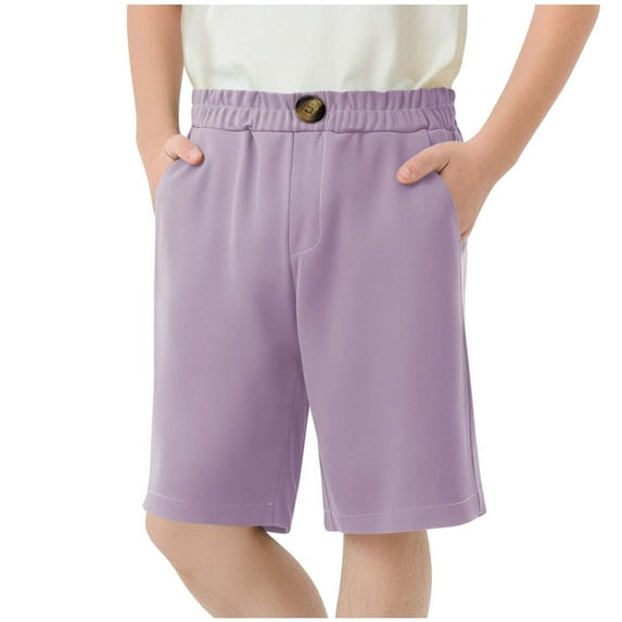 Lenpel Children's Sweat Shorts Unisex Girls Boys Elastic High Waisted Knee Length Workout Lounge Shorts Casual Athletic Shorts