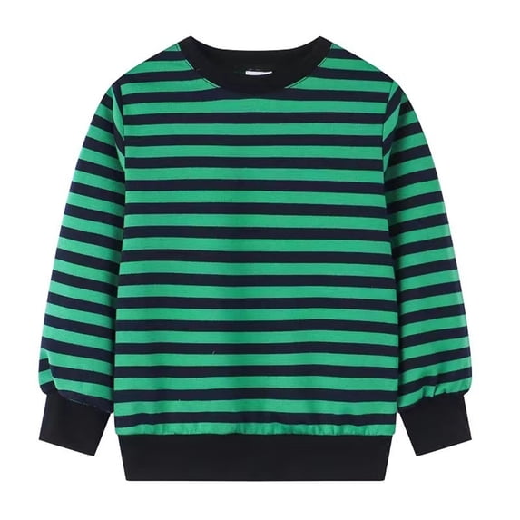 Lenpel Children's Sweatshirts Unisex Striped Long Sleeve Crew Neck Pullover Tops Spring Fall Clothes for Girls Boys