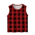 thumbnail image 1 of Lenpel Children's Tank Tops Unisex Boys Girls Plaid Sleeveless Crew Neck Printed T-Shirts Summer Casual Tees 3-15 Years, 1 of 6