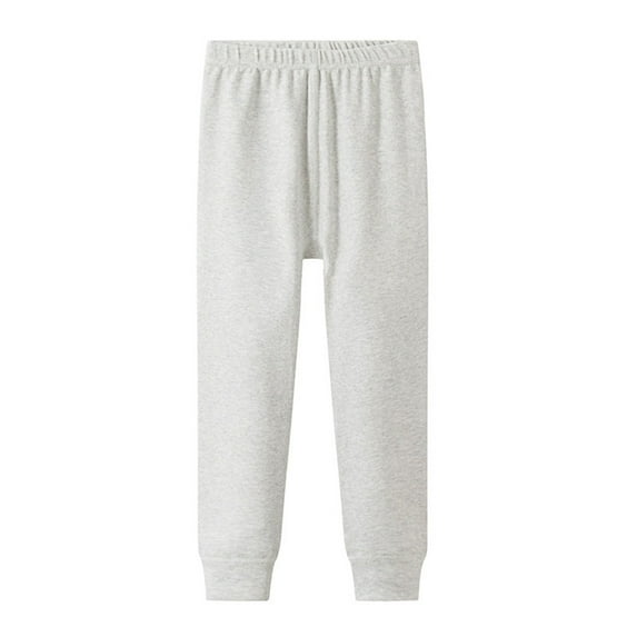 Lenpel Children's Thermal Pants Unisex Girls Boys Cotton Elastic Waist Pull on Fleece Pajama Pants Base Layer Bottoms(Gray,11-12 Years)