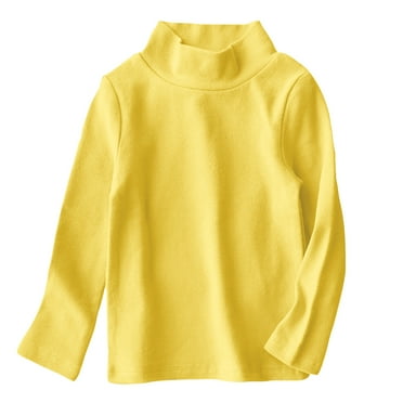 Lenpel Children's Unisex Baby Clothes Turtleneck Cotton Solid Color Long Sleeve Shirts Fall Winter Layering Tops