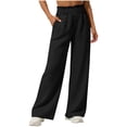 thumbnail image 1 of Lenpel Children's Wide Leg Pants Boys Girls Ruffle Elastic High Waisted Pull on Pants Loose Casual Trousers for Kids, 1 of 7