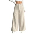thumbnail image 1 of Lenpel Corduroy Pants for Women Business Casual Elastic High Waisted Thick Warm Wide Leg Pants Baggy Lounge Trousers(Beige,Small), 1 of 7