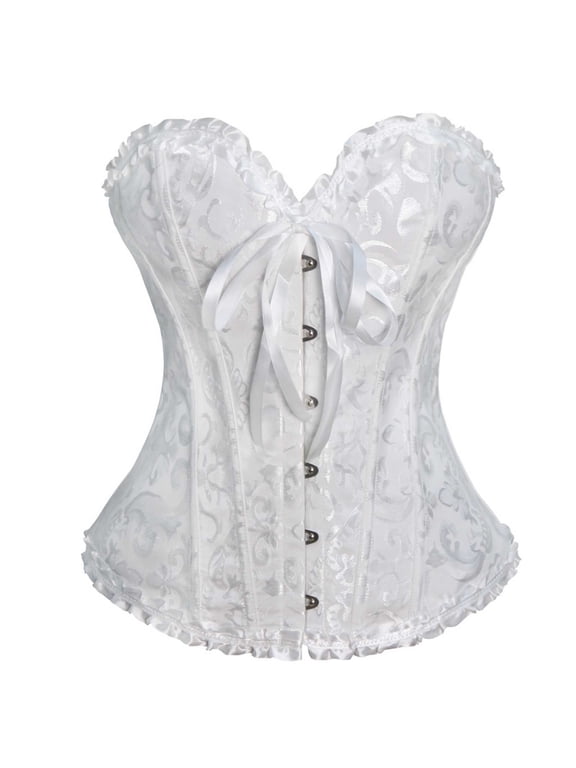 Corset Top for Women Vintage Strapless Lace Trim Floral Printed Crop Tube Tops Party Shapewear Vests