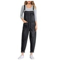 thumbnail image 1 of Lenpel Denim Bib Overalls for Women Adjustable Strap Tapered Jean Jumpsuits Classic Denim Rompers with Pockets, 1 of 6