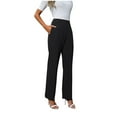 thumbnail image 1 of Lenpel Dress Pants for Women High Waisted Straight Leg Business Casual Office Trousers Loose Work Pants with Pockets, 1 of 4