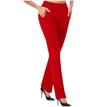 Lenpel Dress Pants for Women High Waisted Straight Leg Business Casual Trousers Pull on Work Pants with Pockets