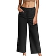 thumbnail image 1 of Lenpel Dress Pants for Women Mid Rise Wide Leg Work Pants Loose Cropped Pants Business Casual Trousers with Pockets, 1 of 7