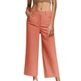 thumbnail image 1 of Lenpel Dress Pants for Women Mid Rise Wide Leg Work Pants Loose Cropped Pants Business Casual Trousers with Pockets, 1 of 7