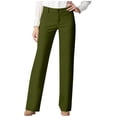 thumbnail image 1 of Lenpel Dress Pants for Women Mid Rise Zipper Button Elastic Waist Straight Leg Work Pants Business Casual Trousers, 1 of 5