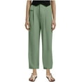 thumbnail image 1 of Lenpel Dress Pants for Women Plus Size Zip Button Elastic High Waisted Pleated Straight Leg Work Pants Business Casual Trousers(Green,Large), 1 of 3