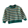 thumbnail image 1 of Lenpel Fall Clothes for Boys Toddlers Long Sleeve Crew Neck Fleece Lined Striped Sweatshirts Cotton Pullover Tops, 1 of 3